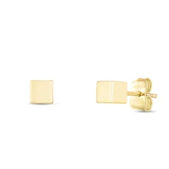 Cube Earrings In 14K Yellow Gold
