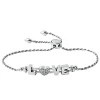 Cubic Zirconia "Love" Bolo Bracelet In Sterling Silver