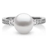 Cultured Freshwater Pearl And Lab-Created White Sapphire Ring In Sterling Silver