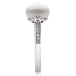 Cultured Freshwater Pearl And Lab-Created White Sapphire Ring In Sterling Silver
