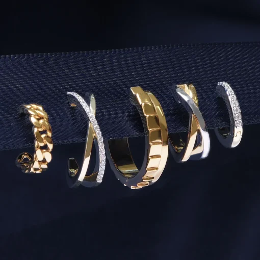 Curb Chain Open Huggie Hoop Earrings In Vermeil, 11Mm