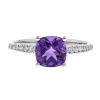 Cushion-Cut Amethyst & Diamond Ring In 10K White Gold (1/18 Ct. Tw.)