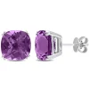 Cushion-Cut Amethyst Stud Earrings In 14K White Gold