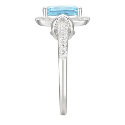 Cushion-Cut Blue Topaz & Lab Created White Sapphire Earring, Pendant & Ring Set In Sterling Silver