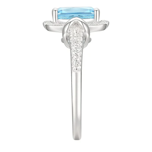 Cushion-Cut Blue Topaz & Lab Created White Sapphire Earring, Pendant & Ring Set In Sterling Silver