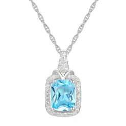 Cushion-Cut Blue Topaz & Lab Created White Sapphire Earring, Pendant & Ring Set In Sterling Silver