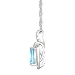 Cushion-Cut Blue Topaz & Lab Created White Sapphire Earring, Pendant & Ring Set In Sterling Silver