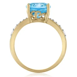 Cushion-Cut Blue Topaz And Lab Created White Sapphire Ring In 10K Yellow Gold