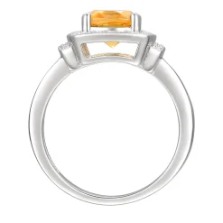 Cushion-Cut Citrine & Lab Created White Sapphire Earring, Pendant & Ring Set In Sterling Silver