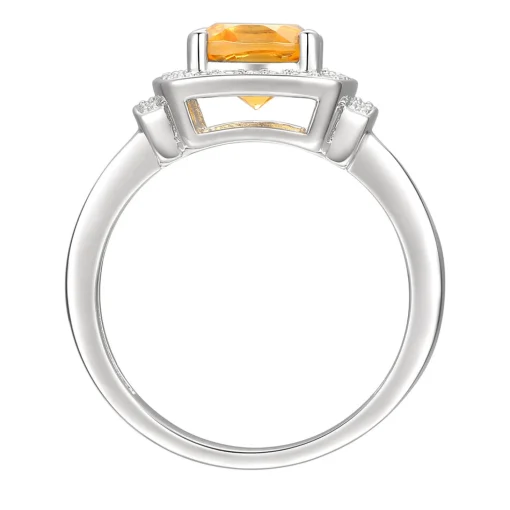 Cushion-Cut Citrine & Lab Created White Sapphire Earring, Pendant & Ring Set In Sterling Silver
