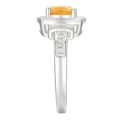 Cushion-Cut Citrine & Lab Created White Sapphire Earring, Pendant & Ring Set In Sterling Silver