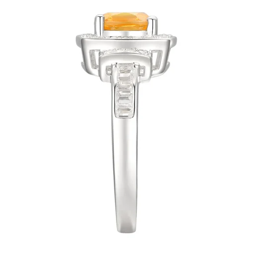 Cushion-Cut Citrine & Lab Created White Sapphire Earring, Pendant & Ring Set In Sterling Silver