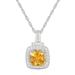 Cushion-Cut Citrine & Lab Created White Sapphire Earring, Pendant & Ring Set In Sterling Silver