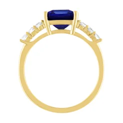 Cushion-Cut Lab Created Blue Sapphire Ring In 10K Yellow Gold