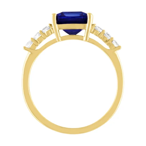 Cushion-Cut Lab Created Blue Sapphire Ring In 10K Yellow Gold