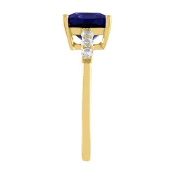 Cushion-Cut Lab Created Blue Sapphire Ring In 10K Yellow Gold