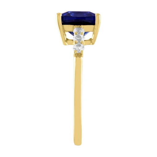 Cushion-Cut Lab Created Blue Sapphire Ring In 10K Yellow Gold