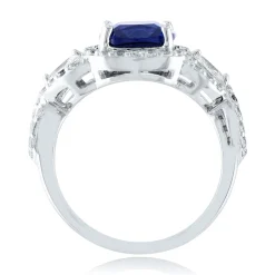 Cushion-Cut Lab Created Blue & White Sapphire Earring, Pendant & Ring Set In Sterling Silver