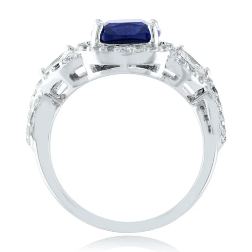 Cushion-Cut Lab Created Blue & White Sapphire Earring, Pendant & Ring Set In Sterling Silver