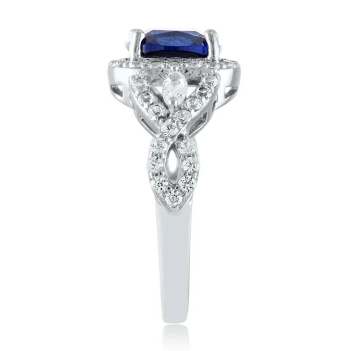 Cushion-Cut Lab Created Blue & White Sapphire Earring, Pendant & Ring Set In Sterling Silver