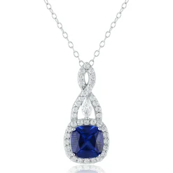 Cushion-Cut Lab Created Blue & White Sapphire Earring, Pendant & Ring Set In Sterling Silver