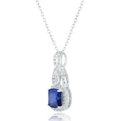 Cushion-Cut Lab Created Blue & White Sapphire Earring, Pendant & Ring Set In Sterling Silver