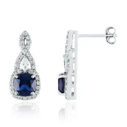Cushion-Cut Lab Created Blue & White Sapphire Earring, Pendant & Ring Set In Sterling Silver