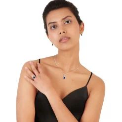 Cushion-Cut Lab Created Blue & White Sapphire Earring, Pendant & Ring Set In Sterling Silver
