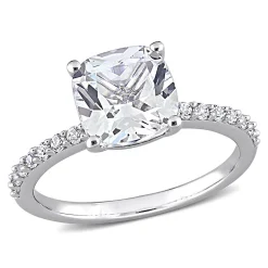 Cushion-Cut Lab Created White Sapphire Ring In 10K White Gold