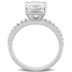 Cushion-Cut Lab Created White Sapphire Ring In 10K White Gold