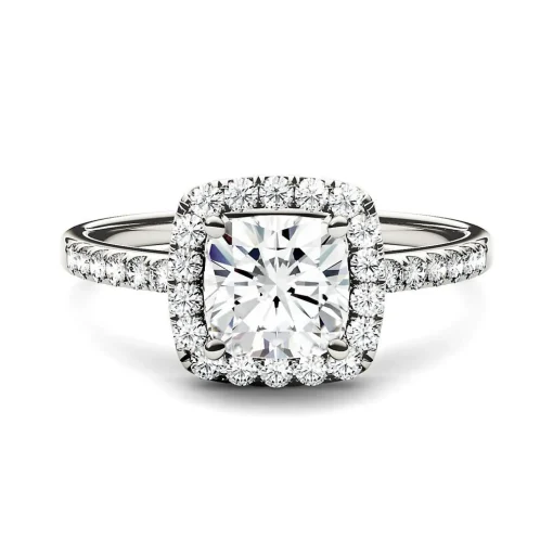 Cushion-Cut Moissanite Halo Ring In 14K Gold (2 Ct. Tw.)