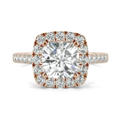 Cushion-Cut Moissanite Halo Ring In 14K Rose Gold (2 5/8 Ct. Tw.)