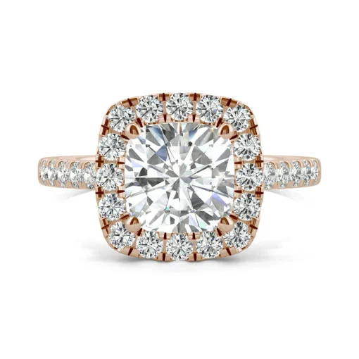 Cushion-Cut Moissanite Halo Ring In 14K Rose Gold (2 5/8 Ct. Tw.)