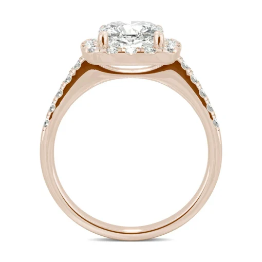 Cushion-Cut Moissanite Halo Ring In 14K Rose Gold (2 5/8 Ct. Tw.)