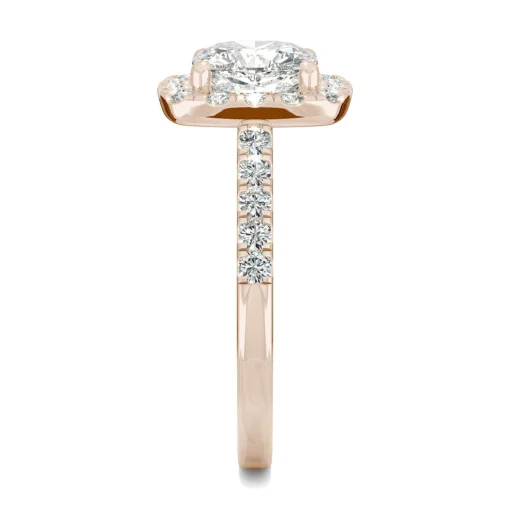 Cushion-Cut Moissanite Halo Ring In 14K Rose Gold (2 5/8 Ct. Tw.)