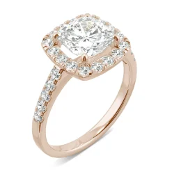 Cushion-Cut Moissanite Halo Ring In 14K Rose Gold (2 5/8 Ct. Tw.)