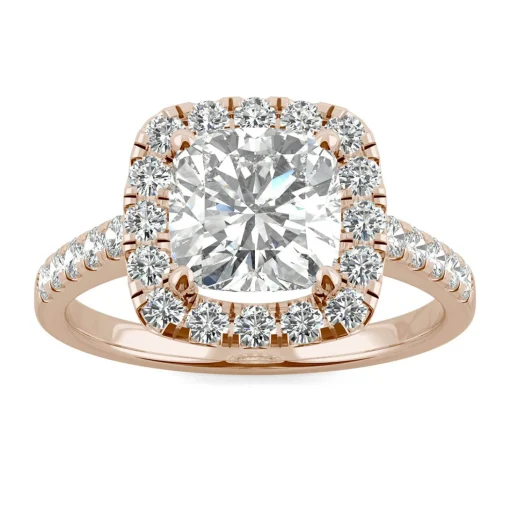 Cushion-Cut Moissanite Halo Ring In 14K Rose Gold (2 5/8 Ct. Tw.)