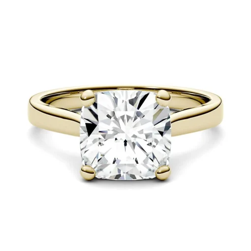 Cushion-Cut Moissanite Solitaire Ring In 14K Yellow Gold (3 Ct.)
