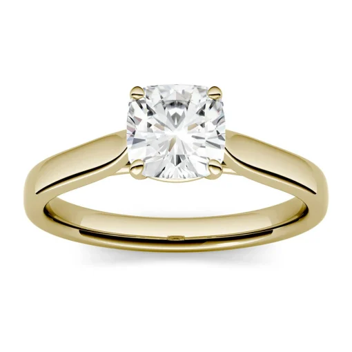 Cushion-Cut Moissanite Solitaire Ring In 14K Yellow Gold (1 Ct.)