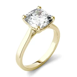 Cushion-Cut Moissanite Solitaire Ring In 14K Yellow Gold (3 Ct.)