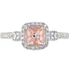 Cushion-Cut Morganite Ring With Pave Diamonds In 10K Rose Gold (1/7 Ct. Tw.)