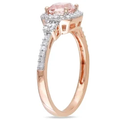 Cushion-Cut Morganite Ring With Pave Diamonds In 10K Rose Gold (1/7 Ct. Tw.)