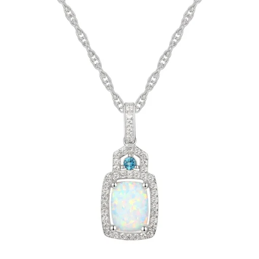 Cushion-Cut Opal Earrings, Pendant And Ring Set In Sterling Silver