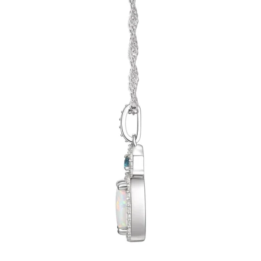 Cushion-Cut Opal Earrings, Pendant And Ring Set In Sterling Silver