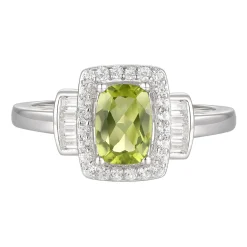 Cushion-Cut Peridot & Lab Created White Sapphire Earring, Pendant & Ring Set In Sterling Silver