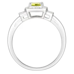 Cushion-Cut Peridot & Lab Created White Sapphire Earring, Pendant & Ring Set In Sterling Silver