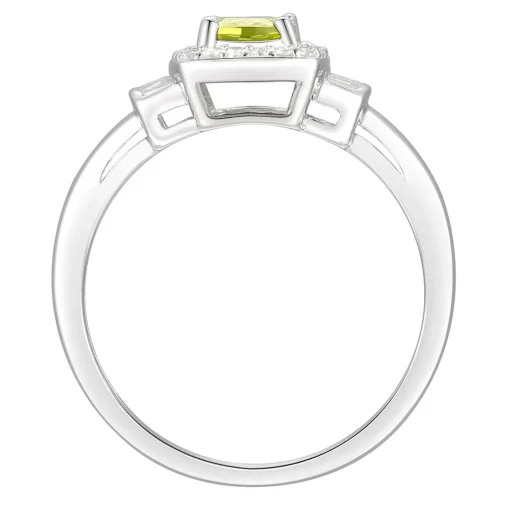 Cushion-Cut Peridot & Lab Created White Sapphire Earring, Pendant & Ring Set In Sterling Silver