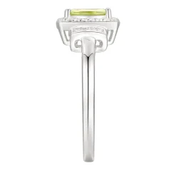 Cushion-Cut Peridot & Lab Created White Sapphire Earring, Pendant & Ring Set In Sterling Silver