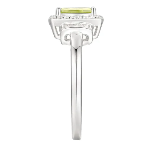 Cushion-Cut Peridot & Lab Created White Sapphire Earring, Pendant & Ring Set In Sterling Silver