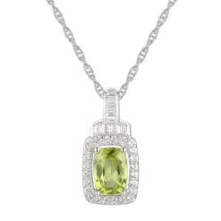 Cushion-Cut Peridot & Lab Created White Sapphire Earring, Pendant & Ring Set In Sterling Silver